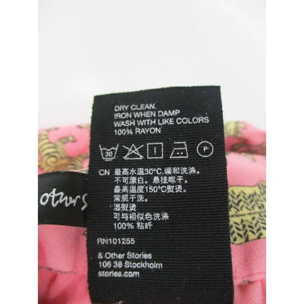 & Other Stories Womens Skirt 2 Pink Yellow Tigress Midi Skirt Animal Print Rayon
